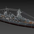 Detailed Warship 3D Model With Turrets Deck And Naval Architecture Design 3d model