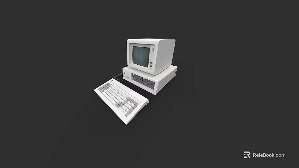 Classic Vintage Desktop Computer Setup With Monitor Keyboard And Retro Design 3d model 