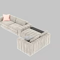 Light Gray Casual Sofa Set With Pink And Gray Decorative Pillows 3d model