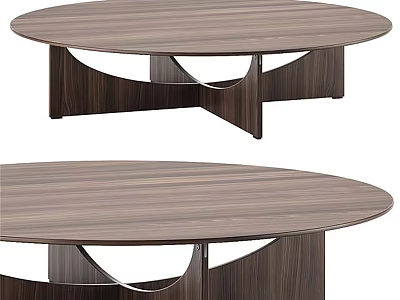 Modern Wooden Round Coffee Table With Unique Curved Leg Design 3d model
