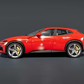 Red High Performance Sporty Car With Aerodynamic Body Sharp Front Design And Alloy Wheels
