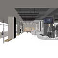 Modern Clothing Store Interior With Display Racks Cashier Counter And Lighting Design