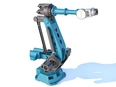 Blue Industrial Robotic Arm With Multi Axis Joints For Automated Factory Production 3d model