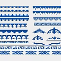 Blue and White Wall Decor With Traditional Patterns And Border Designs 3d model