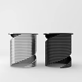 Modern Round Side Tables With Silver And Black Spiral Layered Structure 3d model