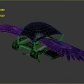 Space Exploration Craft With Blue Wings Black Canopy And Purple Lights