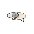 Modern Round Coffee Table With Marble Top And Black Metal Nested Design 3d model
