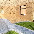 Kindergarten Indoor Playground With Grass Bridge Stream And Picnic Area