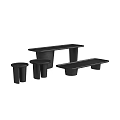 Modern Black Coffee Tables Set with Different Sizes Minimalist Geometric Design 3d model