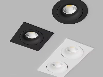 Black And White Recessed Downlights With Square Round Rectangular Designs For Home Lighting 3d model