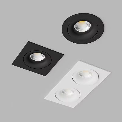 Black And White Recessed Downlights With Square Round Rectangular Designs For Home Lighting 3d model