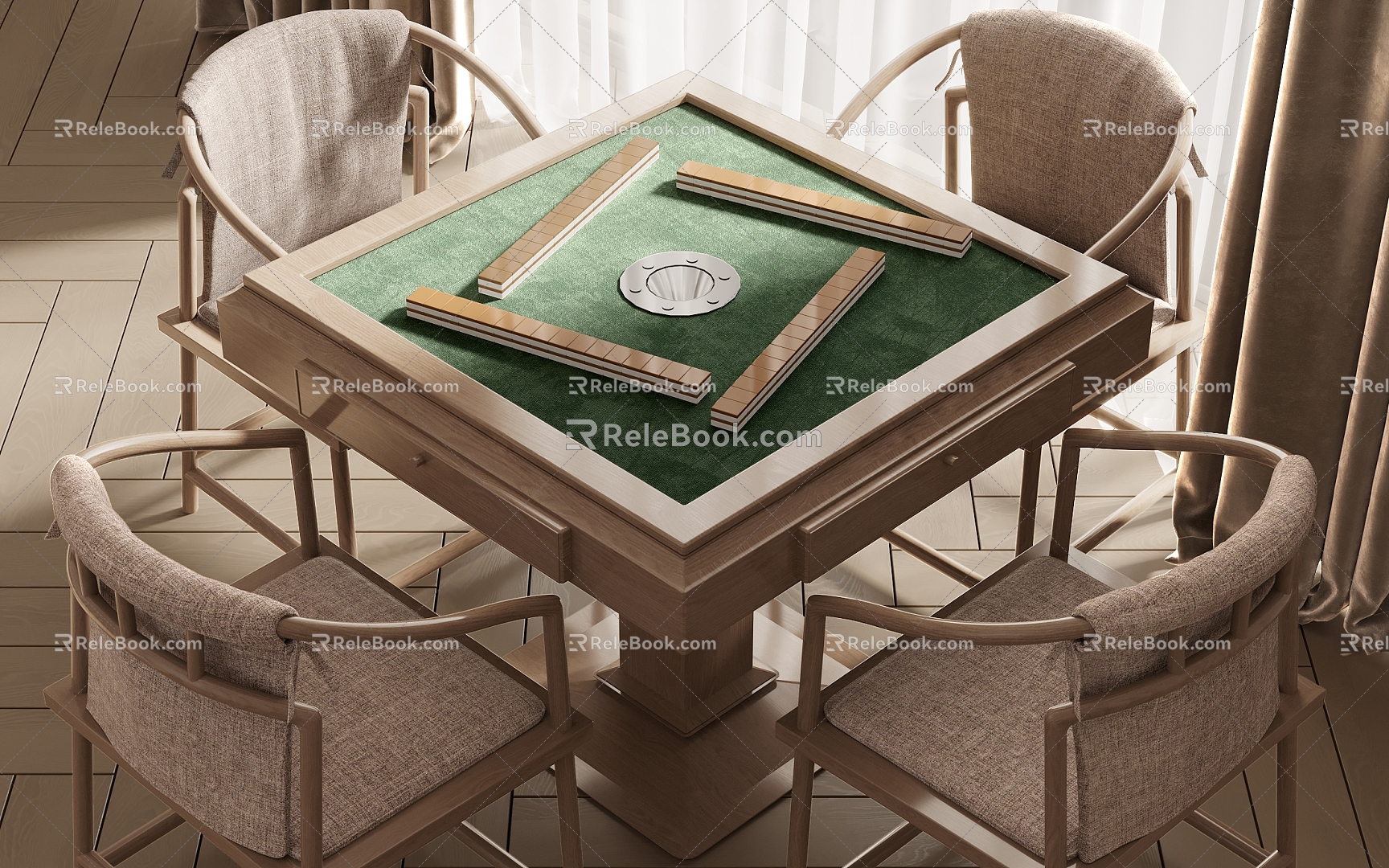 New Chinese Mahjong Table and Chair Combination 3d model