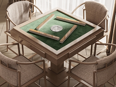 New Chinese Mahjong Table and Chair Combination 3d model