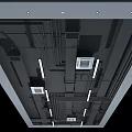 Industrial Ceiling Design With Lighting Fixtures Pipes And Ventilation Grilles