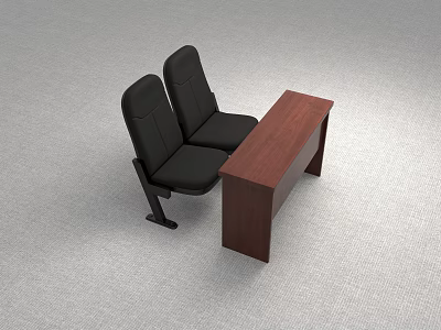 Two Black Dining Chairs Paired with Brown Table in Home Dining Setting 3d model