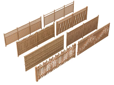 Chinese Fence Bamboo Fence Partition Wooden Railing 3d model