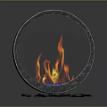 Decorative Garden Decor With Circular Metal Frame Flames And Stones