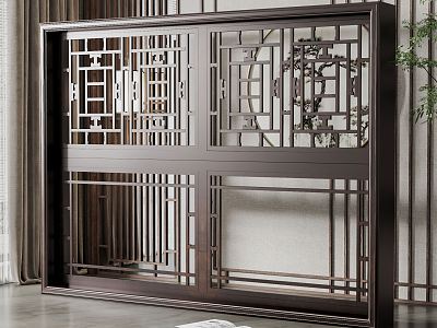 New Chinese Style Floor-to-ceiling Window Solid Wood Floor-to-ceiling Window model