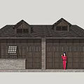 Traditional Style Commercial Complex Featuring Brick Walls Wooden Doors And Classic Roof Design