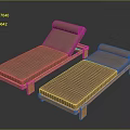 Set of Two Brown Wooden Lounge Chairs With Comfortable Cushioned Seats