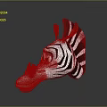 Cartoon Zebra Head with Black and White Stripes Orange Ears Gray Background and Reflection