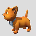 Cute 3D Animated Orange Cat Character Wearing Blue Bow Tie 3d model