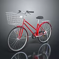 Stylish Red Bicycle With Front Wire Basket And Black Seat For Urban Riding