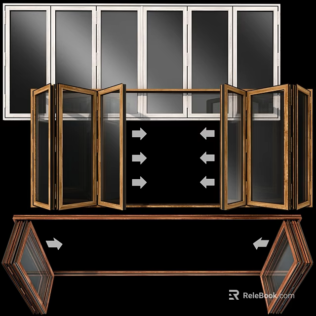 Casement Doors With Wooden Frame Glass Panels And Hinged Design For Home Interior 3d model 