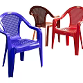 Colorful Plastic Dining Chairs With Mesh Back Seat And Armrests In Blue Brown Red