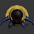 3D Game Character Model With Purple Head Yellow Body Blue Limbs And Angry Expression