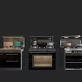 Modern Kitchen Appliances With Three Different Cooktop Oven Storage Designs 3d model