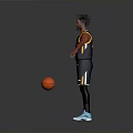 Man In Utah Jazz Number 45 Jersey Standing With Basketball On Gray Background
