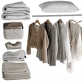 Stylish Neutral Tones Clothes Collection With Dresses T Shirts Coats Hats Bags And Suitcases