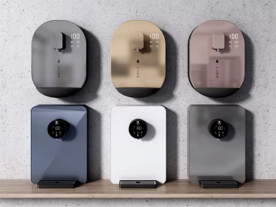 Modern Home Appliances With Sleek Design Multiple Colors On Wooden Shelf For Daily Use 3d model