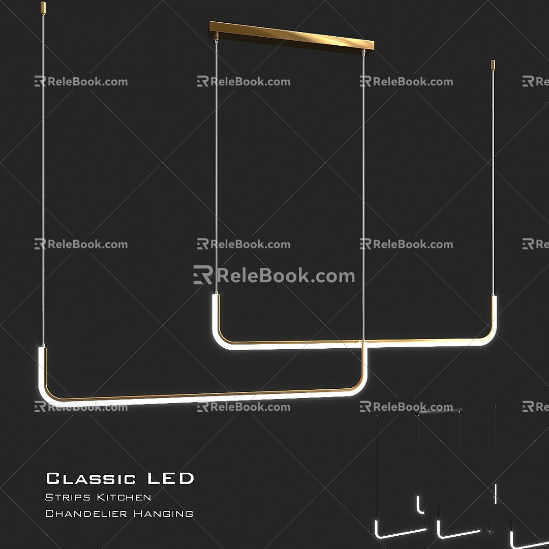 modern chandelier led strip light 3d model