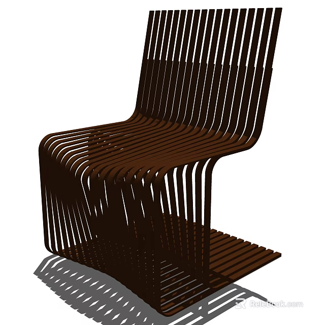 Modern Brown Leisure Chair Featuring Slatted Structure And Stylish Ergonomic Design 3d model 