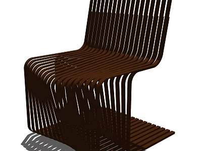 Modern Brown Leisure Chair Featuring Slatted Structure And Stylish Ergonomic Design 3d model
