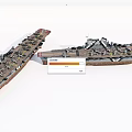 Old Aircraft Carrier Deck With Parked Aircraft And Rusted Hull Against White Background