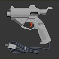 White Computer Game Light Gun With Laser Design Ergonomic Handle And Wired Blue Cable