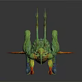 Fantasy Reptile With Green Body Colorful Details Long Snout Spiky Structures And Slender Tail