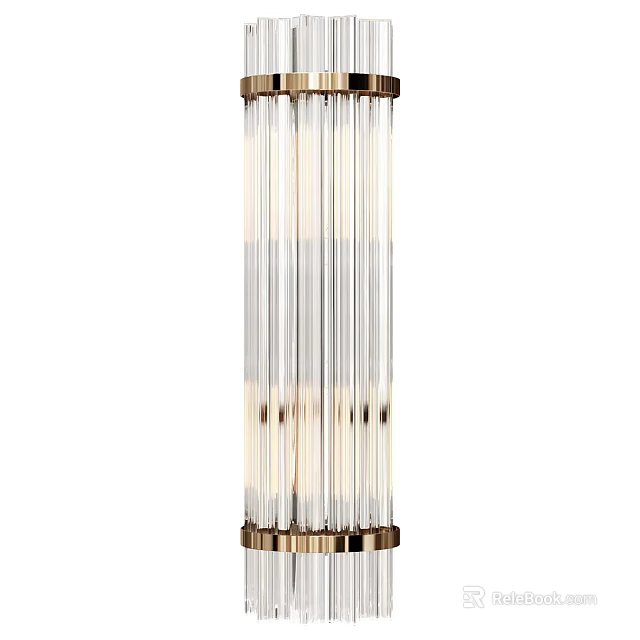 Modern Elegant Cylindrical Wall Sconce With Glass Tubes And Brass Frame 3d model 