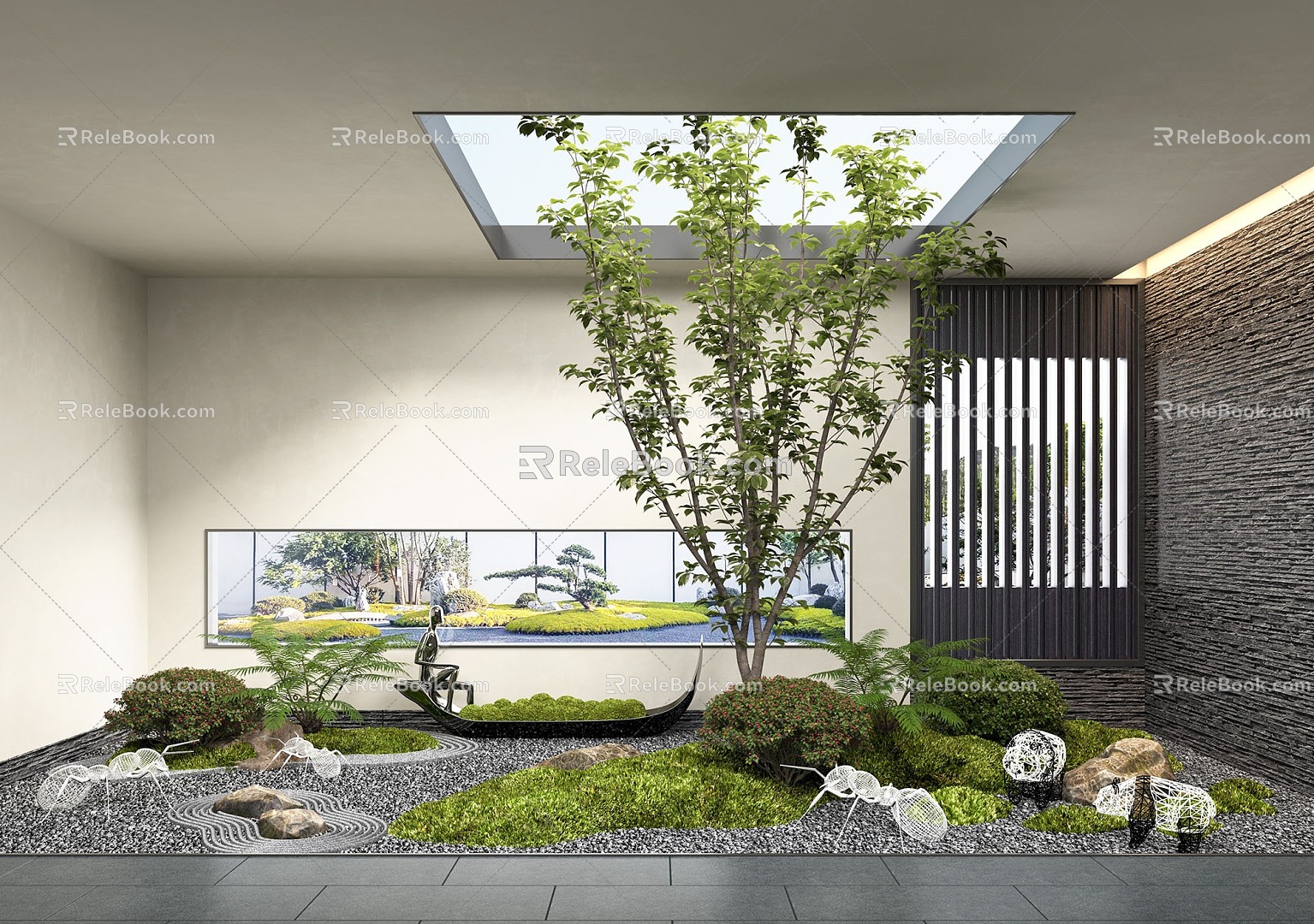 Modern landscape sketch interior landscape sketch 3d model