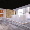 Stone Flooring Showroom With Wall Mounted Samples White Display Stands And Gray Flooring
