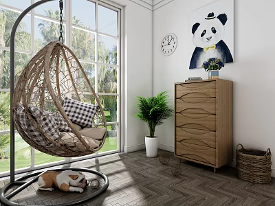 modern hanging chair leisure space 3d model