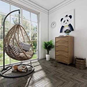 modern hanging chair leisure space 3d model