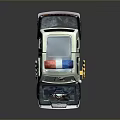 Toy Police Car With Red Blue Lights Open Hood And Figure Inside Design