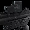 Black Tactical Assault Rifle With Optical Sight And Tactical Accessories