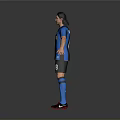 Inter Milan Blue Black Striped Jersey With Number 8 Black Shorts And Red Shoes