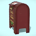 Red Christmas Themed Letter Mailbox With Santa North Pole Bell Decorations