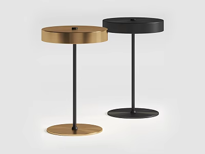 Modern Bar Stools Featuring Round Top Slim Rod and Circular Base in Gold Black 3d model